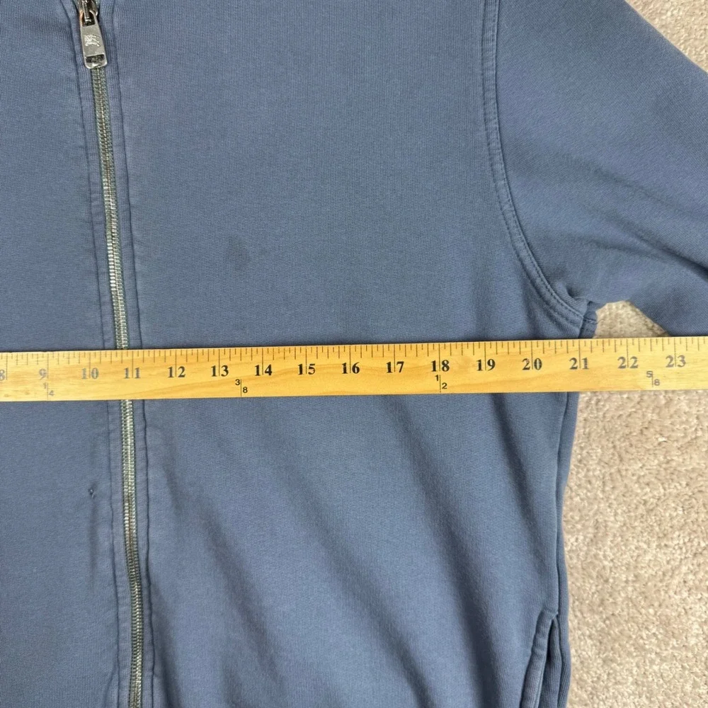 Burberry London Mens Full Zip Sweatshirt Blue Cotton Fleece Logo‎ Large L
